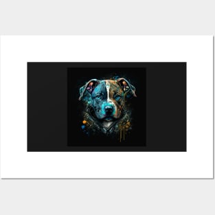 Pitbull Puppy doggy dog Sci-fi Posters and Art